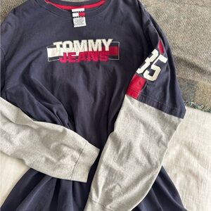 Tommy Hilfiger Navy and Red Crew Neck Shirt